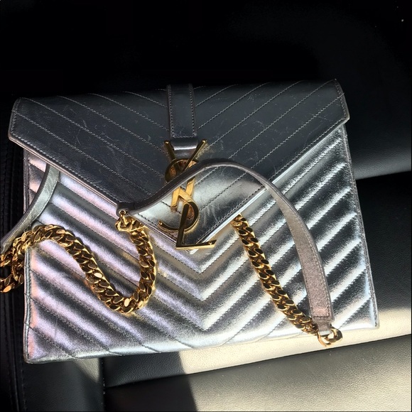 “SOLD” YSL Envelope Chain Bag Gold & Silver - Picture 11 of 15